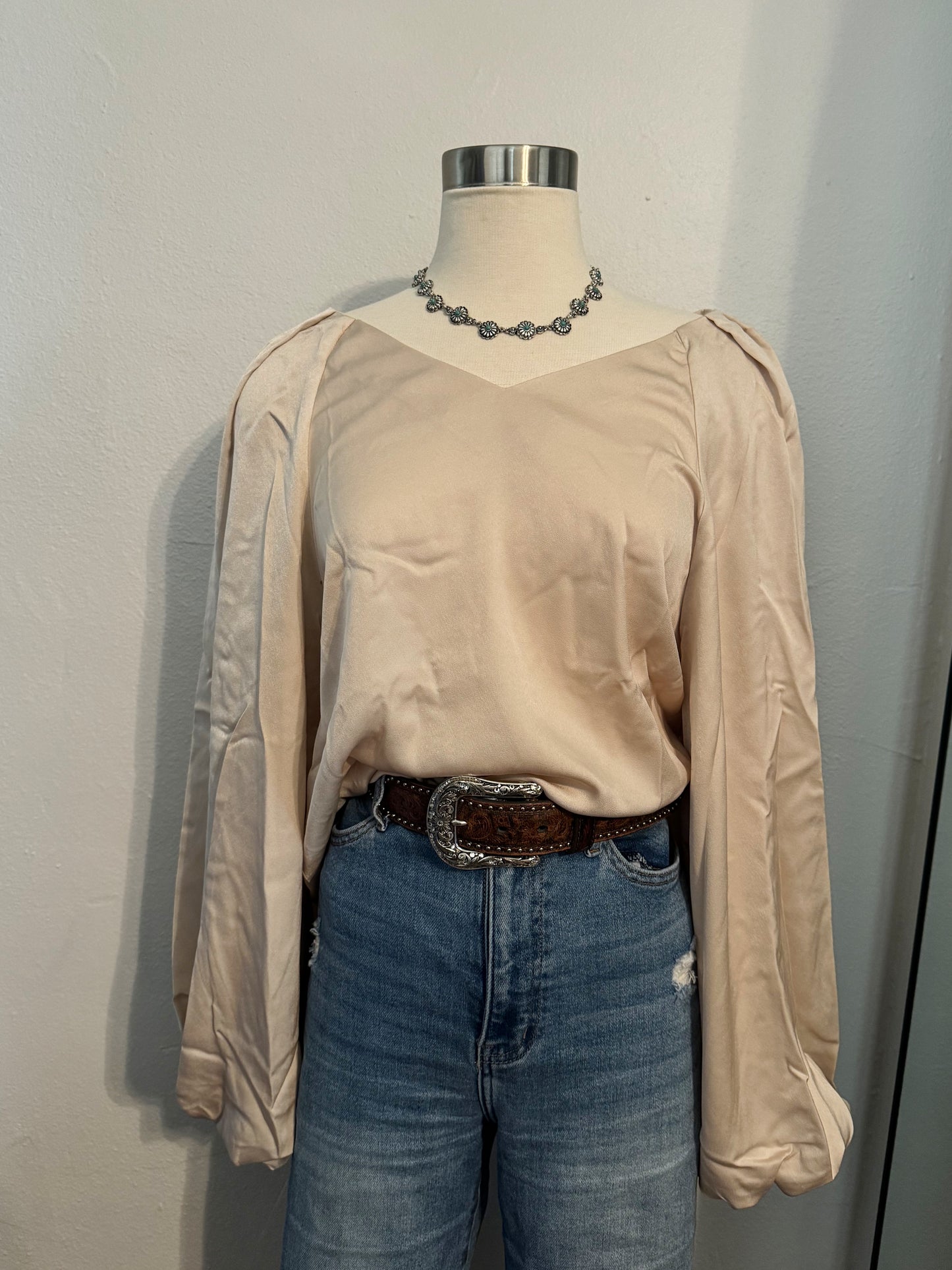 Gisselle Lantern Sleeve Top - Cream