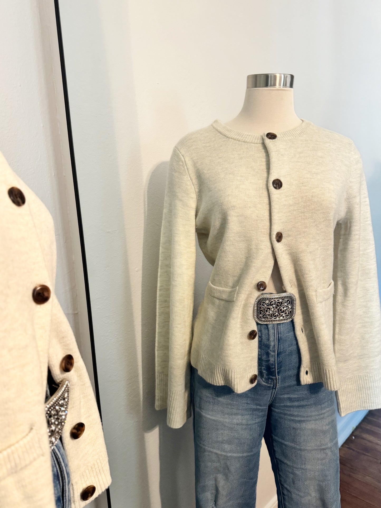 Steph Flared Sleeve Cardigan - Oatmeal