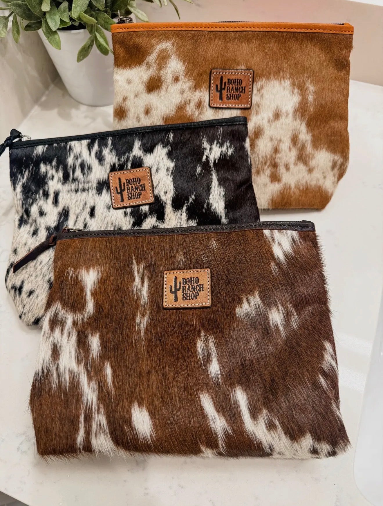 Cowhide Travel Makeup Bag