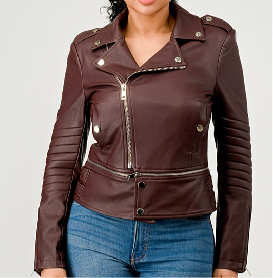 Mariah Moto Jacket - Brown