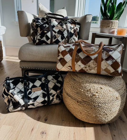 Boho Luxe Duffle Cowhide Travel Bag