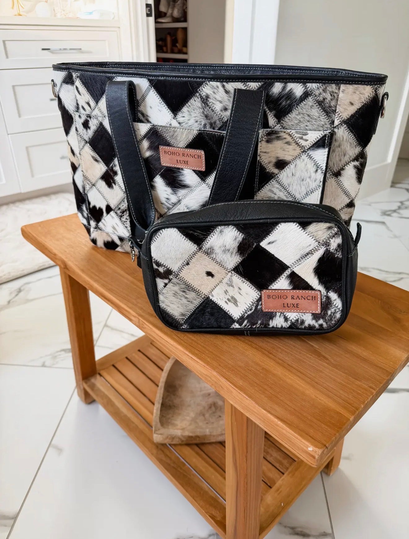 Boho Luxe Cowhide Diaper Bag