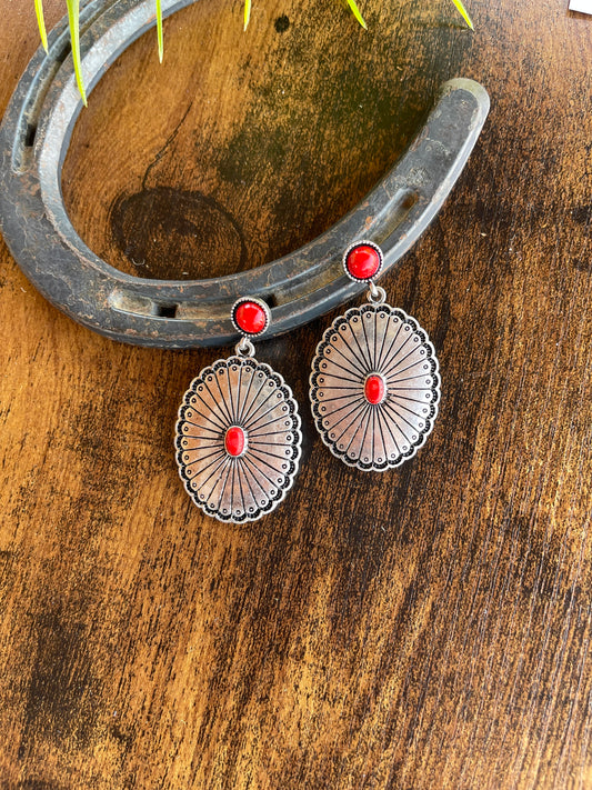 Natasha Shell Earrings - Red