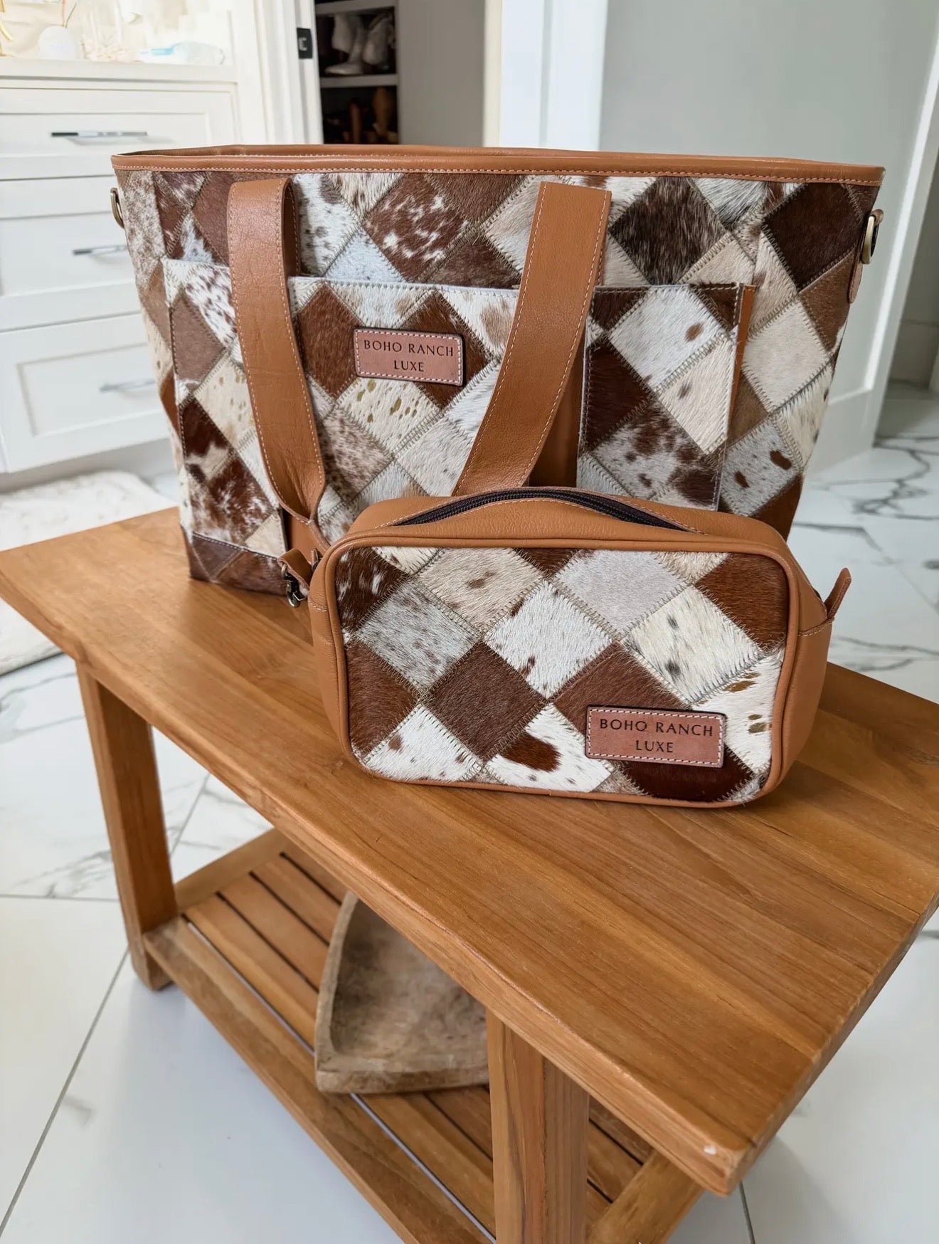 Boho Luxe Cowhide Diaper Bag