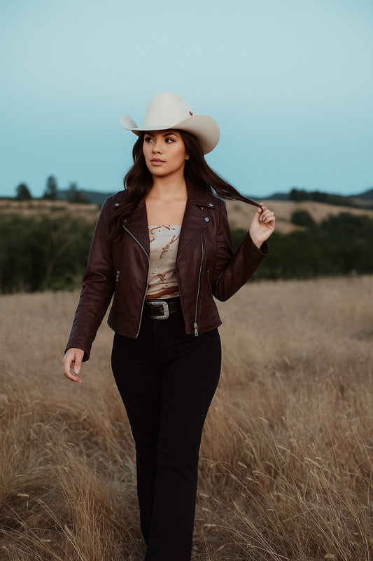 Mariah Moto Jacket - Brown