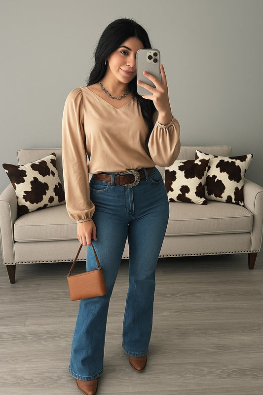 Gisselle Lantern Sleeve Top - Cream