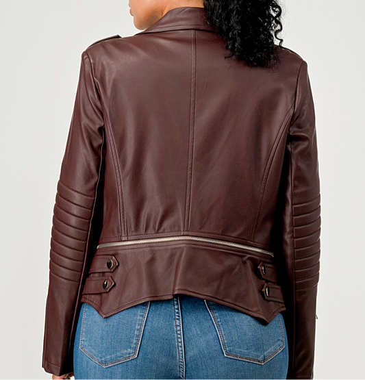 Mariah Moto Jacket - Brown