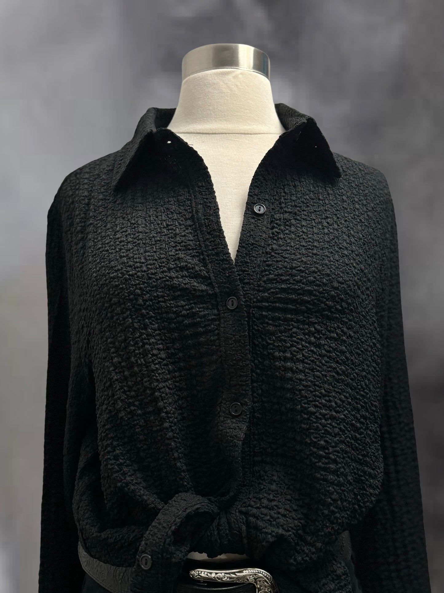 Aurora Textured Top - Black