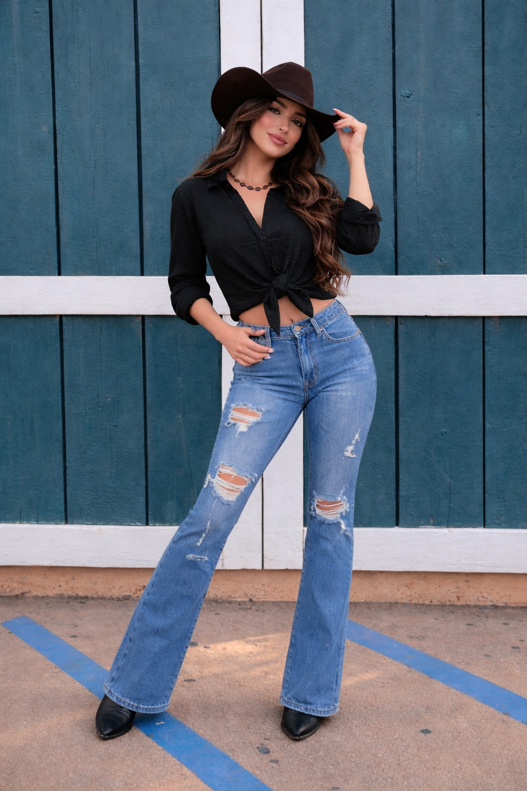 Aurora Textured Top - Black